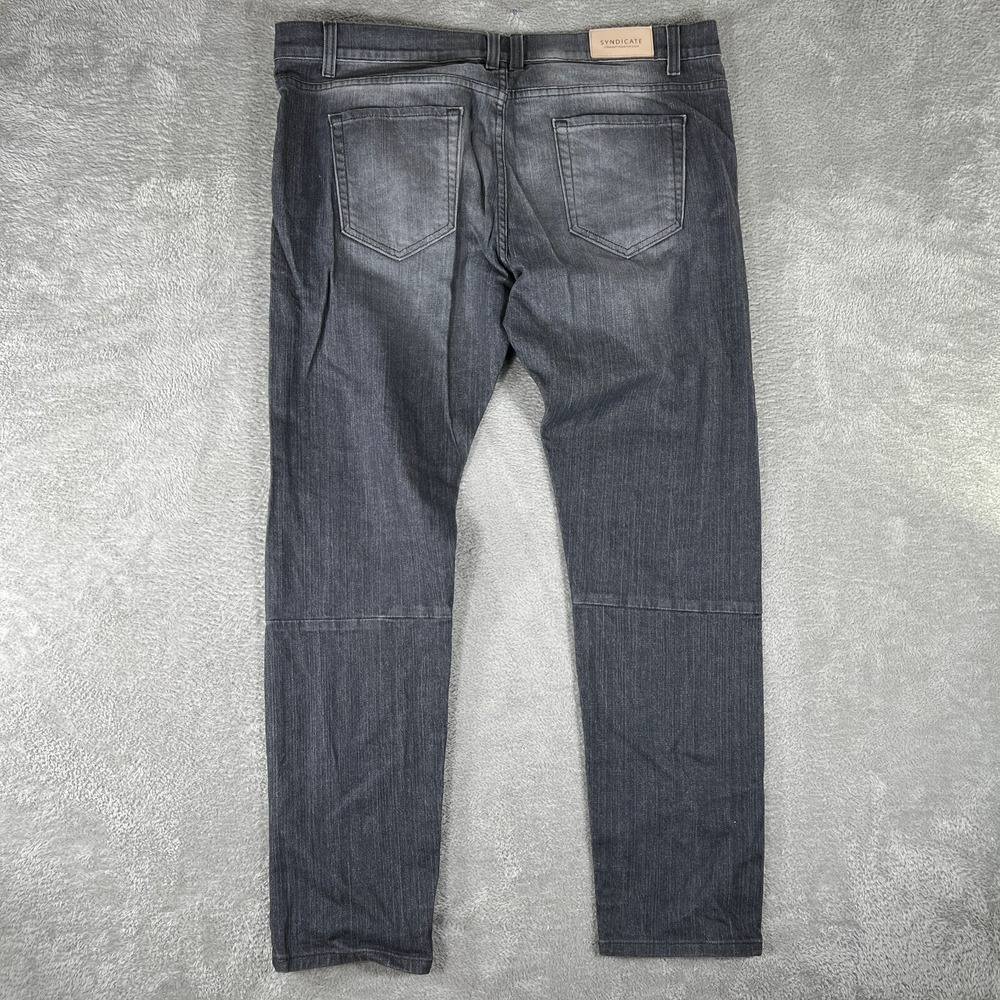 Syndicate Core Jeans Mens 38x33 Gray Straight Leg Denim Streetwear Minimal - Picture 2 of 13
